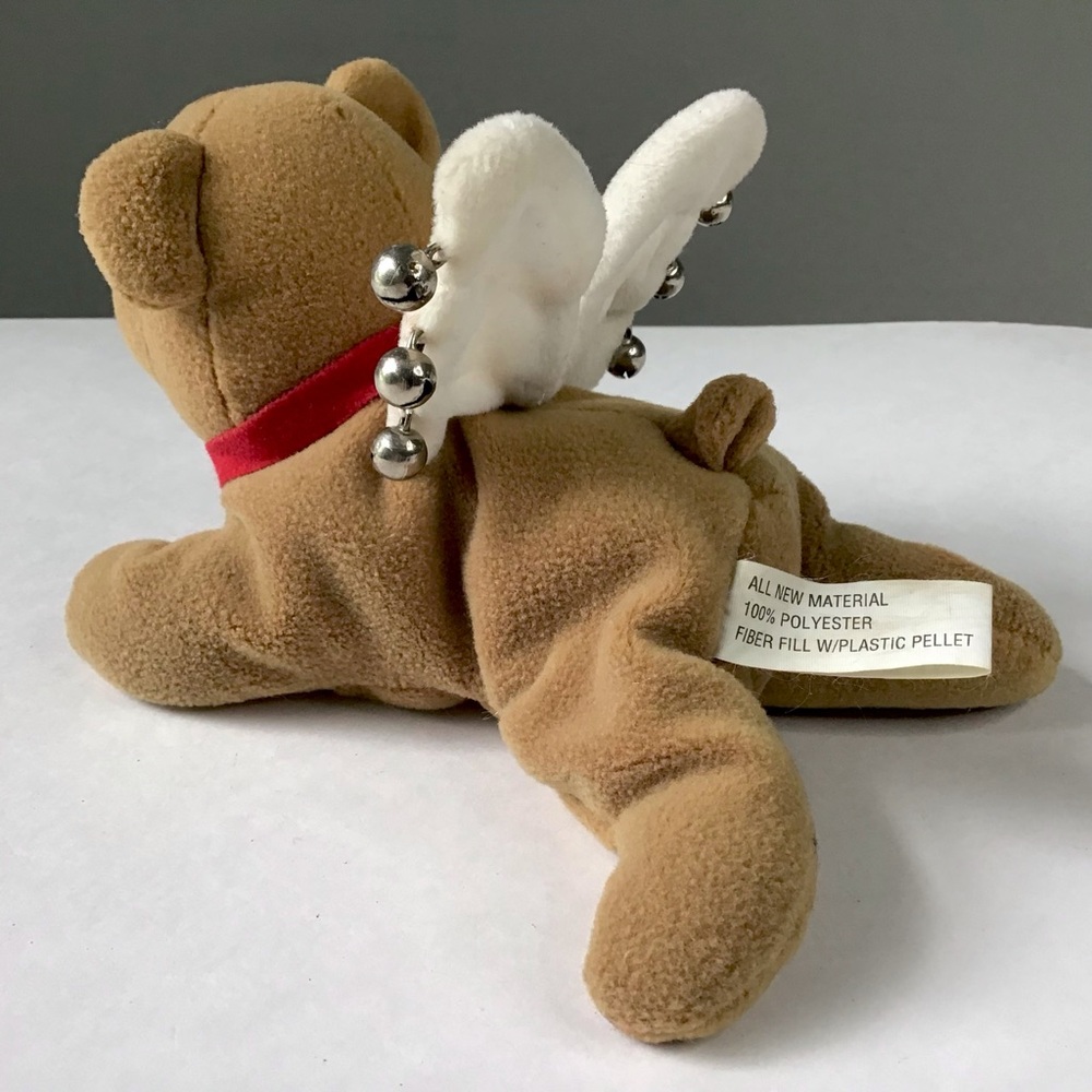 Vintage Angel Bear Plush 7” Stuffed Animal Wings Christmas Jingle Bells Weighted - Picture 5 of 12